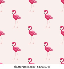 Flamingo seamless pattern on ivory background. Pink flamingo vector background design for fabric and decor. Vector trendy illustration.