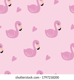 flamingo seamless pattern on the pink background