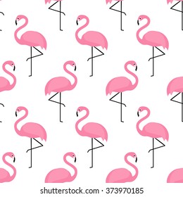 Flamingo seamless pattern on white background. Flamingo vector background design for fabric and decor.