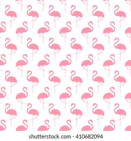 Flamingo seamless pattern on white background. Simple flamingo vector background. Fashion design for fabric and decor. Flamingo silhouette pattern.