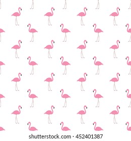 Flamingo Seamless Pattern on white background. Exotic bird. Vector illustration design for fabric and decor.