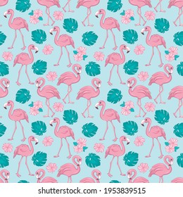 Flamingo seamless pattern. Vector background design for fabric and decor