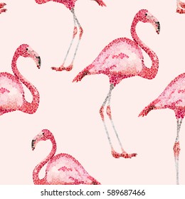 Flamingo seamless pattern. Vector seamless background.