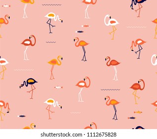 Flamingo seamless pattern vector illustration