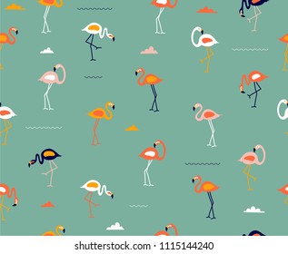 Flamingo seamless pattern vector illustration