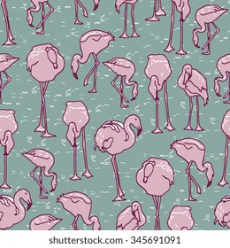 Flamingo seamless pattern. Vector illustration