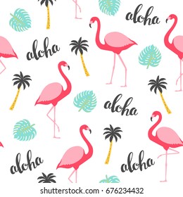 Flamingo seamless pattern. Vector illustration