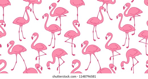 Flamingo seamless pattern vector pink Flamingos exotic bird tropical scarf isolated tile background repeat wallpaper cartoon illustration