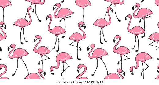 Flamingo seamless pattern vector pink Flamingos exotic bird tropical scarf isolated tile background repeat wallpaper cartoon illustration doodle