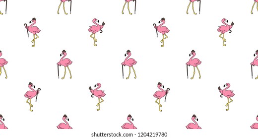 Flamingo seamless pattern vector pink Flamingos hat cartoon scarf isolated tile background repeat wallpaper illustration