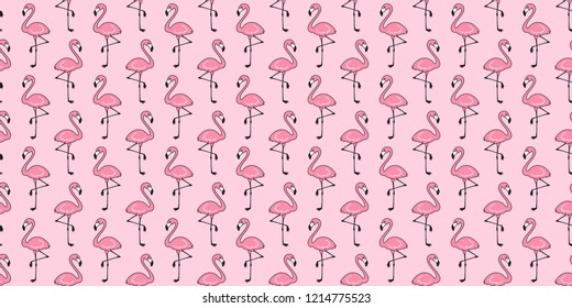 Flamingo seamless pattern vector pink Flamingos exotic bird summer tropical scarf isolated tile background repeat wallpaper cartoon illustration