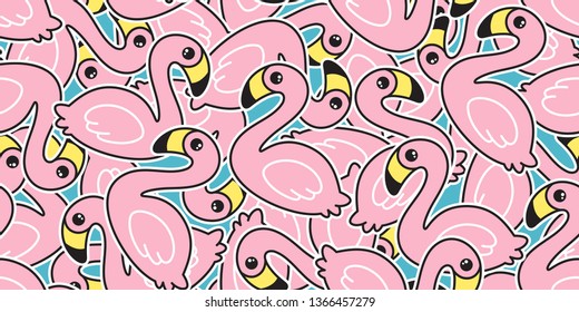 Flamingo seamless pattern vector pink Flamingos exotic bird summer tropical cartoon tile background repeat wallpaper scarf isolated illustration