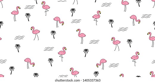 flamingo seamless pattern vector pink flamingos palm tree cartoon character animal exotic scarf isolated repeat wallpaper tile background illustration