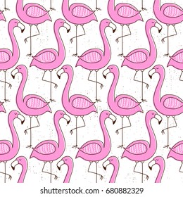 Flamingo seamless pattern, vintage exotic vector design 