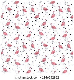 Flamingo seamless pattern.Cute pattern for kids.Summer drawing.Vector print.