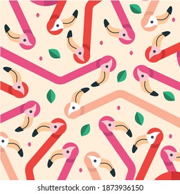 Flamingo seamless tropical pattern background. Flamingo vector background design for fabric and decor.