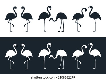 Flamingo Set. Black and White.