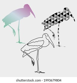 Flamingo define el arte de la línea y el color. Ilustración vectorial.