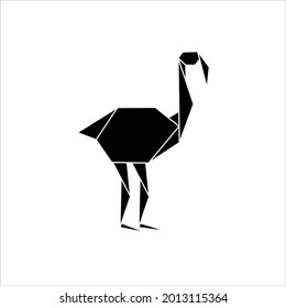 Flamingo Shape Inspired by Origami Form, can use for Logo, Pictogram, Endangered Animals Figure, Website, Apps, or Graphic Design Element. Vector Illustration