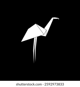 Flamingo Shape Inspired by Origami Form, can use for Logo, Pictogram, Endangered Animals Figure, Website, Apps, or Graphic Design Element. Vector Illustration