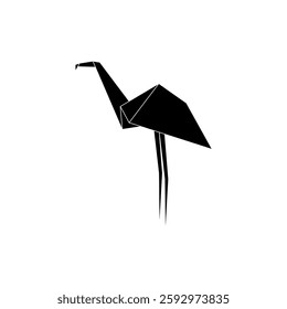 Flamingo Shape Inspired by Origami Form, can use for Logo, Pictogram, Endangered Animals Figure, Website, Apps, or Graphic Design Element. Vector Illustration