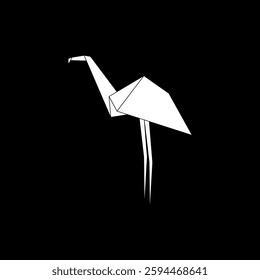 Flamingo Shape Inspired by Origami Form, can use for Logo, Pictogram, Endangered Animals Figure, Website, Apps, or Graphic Design Element. Vector Illustration