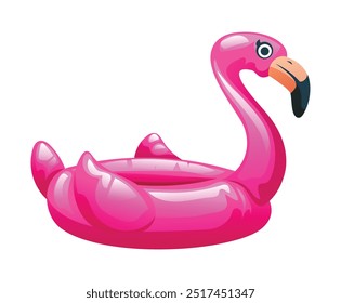 flamingo shaped inflatable pool float. Vector cartoon illustration