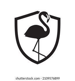 Flamingo shield logo design element