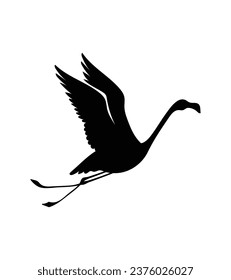 flamingo silhouette. Black silhouette flamingo. flamingo isolated on white background. hand drawn flamingo design. vector illustration.