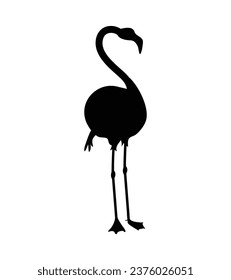 flamingo silhouette. Black silhouette flamingo. flamingo isolated on white background. hand drawn flamingo design. vector illustration.