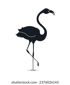 flamingo silhouette. Black silhouette flamingo. flamingo isolated on white background. hand drawn flamingo design. vector illustration.
