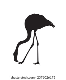 flamingo silhouette. Black silhouette flamingo. flamingo isolated on white background. hand drawn flamingo design. vector illustration.
