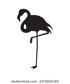 flamingo silhouette. Black silhouette flamingo. flamingo isolated on white background. hand drawn flamingo design. vector illustration.