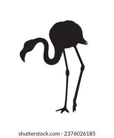 flamingo silhouette. Black silhouette flamingo. flamingo isolated on white background. hand drawn flamingo design. vector illustration.