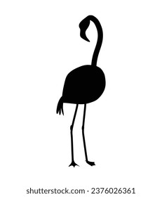 flamingo silhouette. Black silhouette flamingo. flamingo isolated on white background. hand drawn flamingo design. vector illustration.