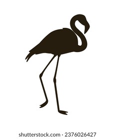 flamingo silhouette. Black silhouette flamingo. flamingo isolated on white background. hand drawn flamingo design. vector illustration.