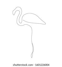 Flamingo silhouette continuous line drawing, vector illustration