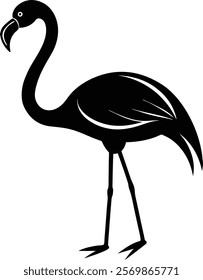 Flamingo silhouette isolated on white background. Flamingo sign vector illustration design