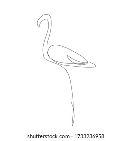 Flamingo silhouette line drawing vector illustration