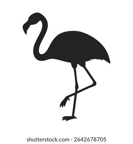 Flamingo silhouette logo. Black flamingo icon isolated on white background. Vector illustration.