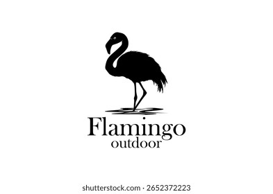 Flamingo silhouette logo design. Animal bird symbol illustration, wildlife lake fauna.