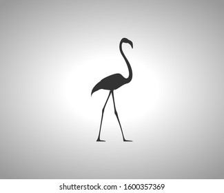 Flamingo Silhouette on White Background. Isolated Vector Animal Template for Logo Company, Icon, Symbol etc