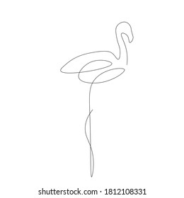 Flamingo silhouette on white background, vector illustration