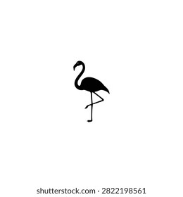 Flamingo Silhouette On White Background Minimalist Black Shape