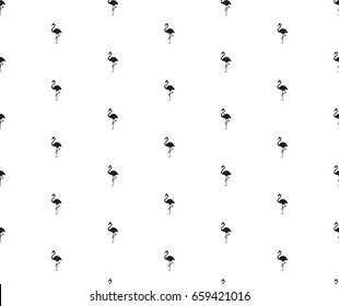 Flamingo silhouette on white background. Seamless pattern.