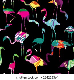flamingo silhouette painting brash seamless background