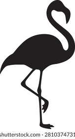 Flamingo silhouette profile, standing on one leg, elegant pose, tropical bird, graceful animal, water.