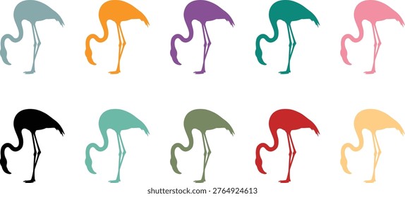Flamingo Silhouette Rows on White Background, Elegant Flamingo Silhouette Pattern Minimal White Background