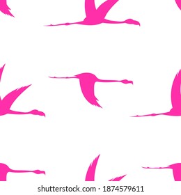 Flamingo silhouette seamless pattern, vector illustration