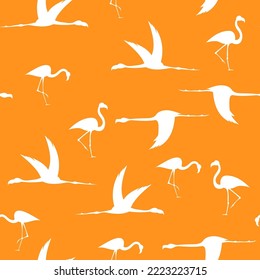 flamingo silhouette, seamless pattern, vector illustration
